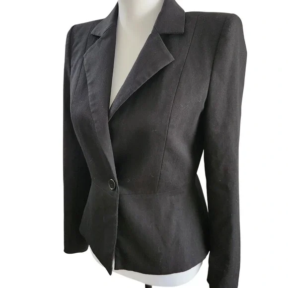 Alice Olivia Black Fitted Peplum Blazer Jacket NO SIZE TAG - Picture 3 of 12